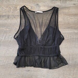 ZARA | Sheer Mesh Crop Tank Top | Sz. S
